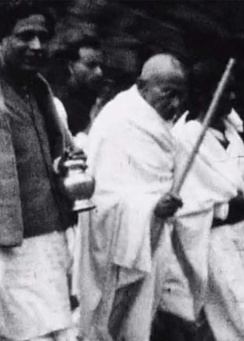 Gandhi at the Noa Khali March.